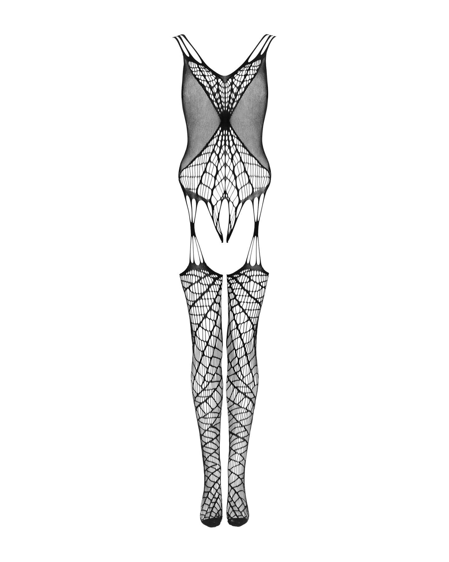 Ажурный бодистокинг под паутину Obsessive Bodystocking G325 black S/M/L, черный, комбинезон, имитаци