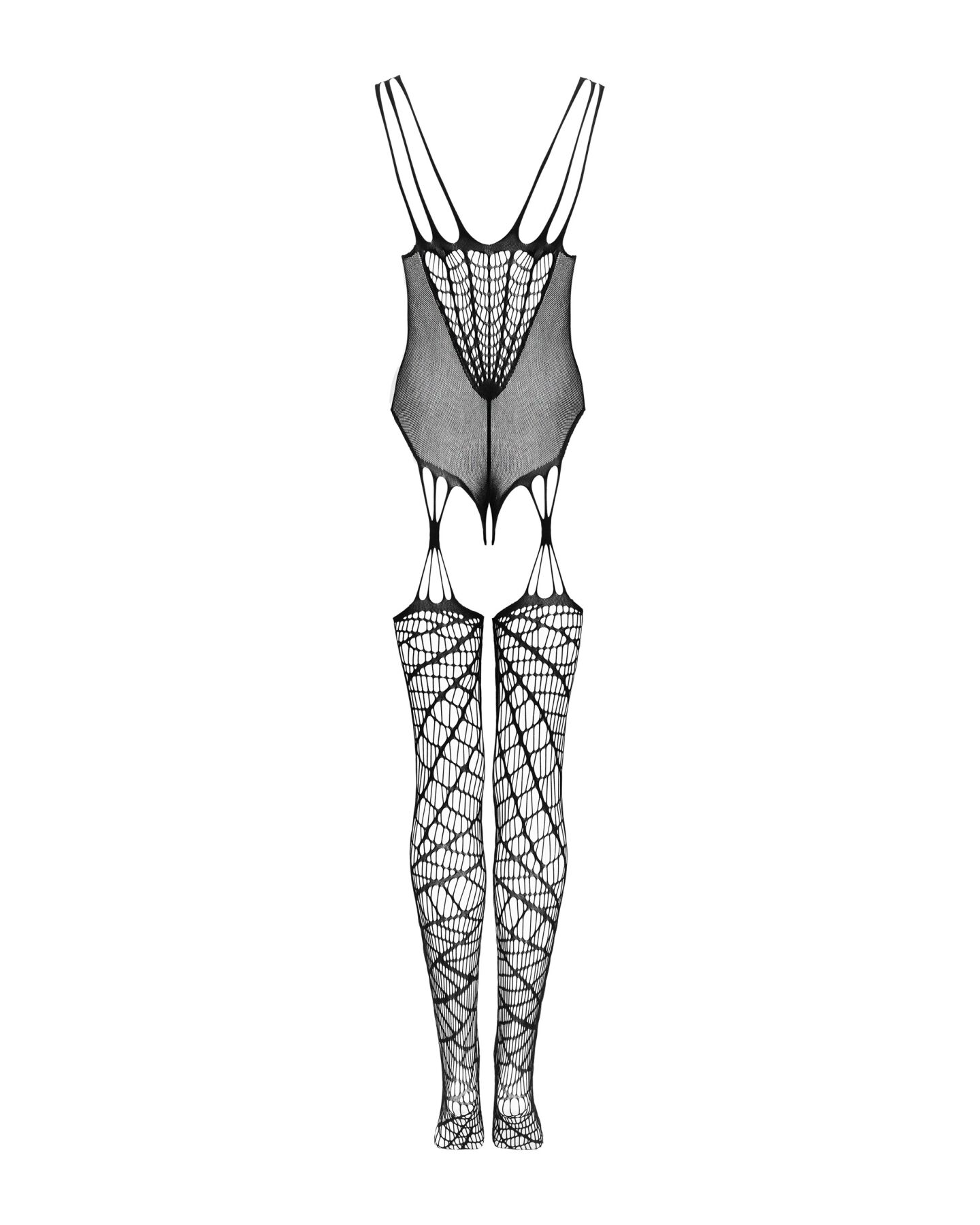 Ажурный бодистокинг под паутину Obsessive Bodystocking G325 black S/M/L, черный, комбинезон, имитаци