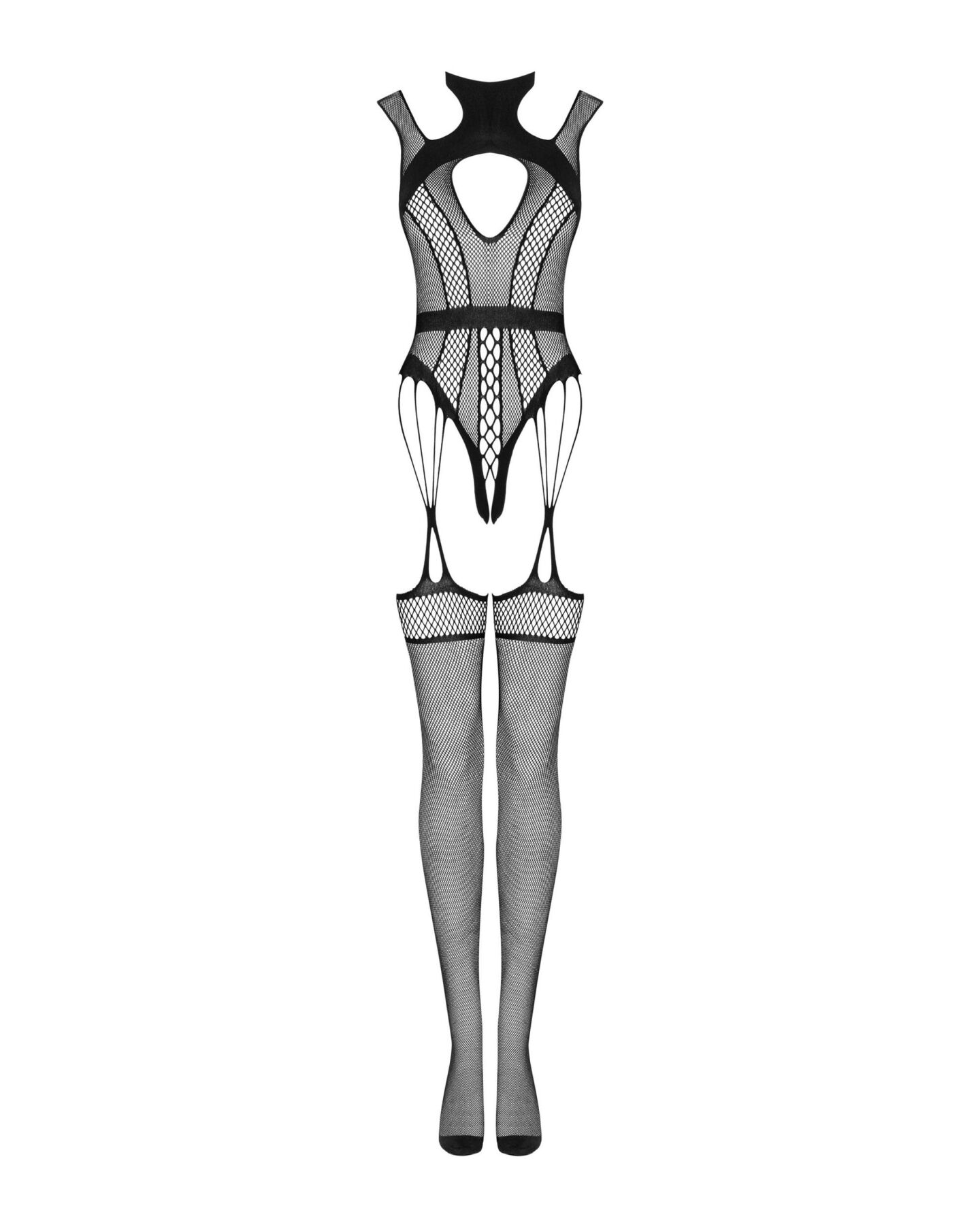Ажурный бодистокинг с отверстиями Obsessive Bodystocking G327 black S/M/L, черный, комбинезон, с дос