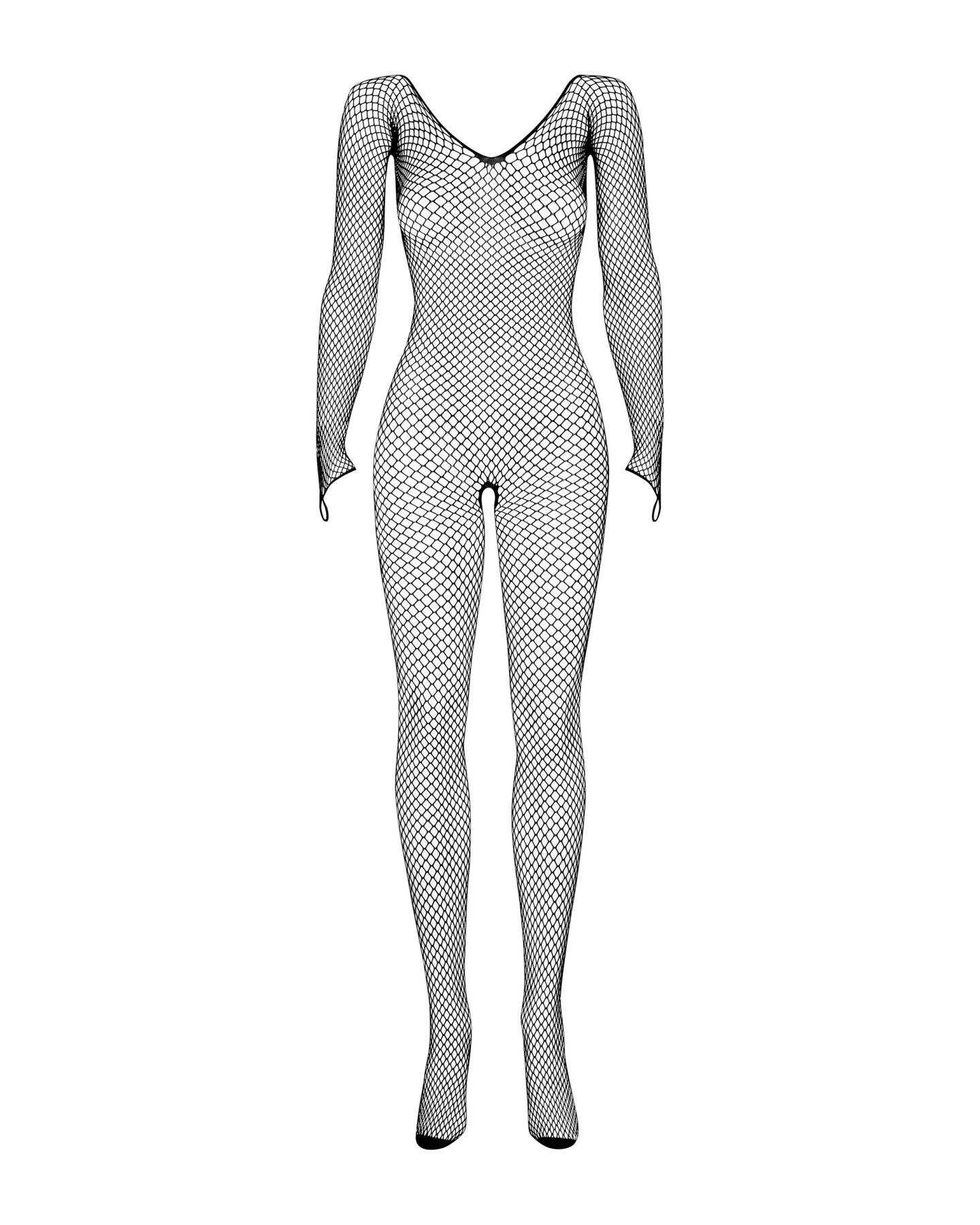 Сетчатый бодистокинг с длинным рукавом Obsessive Bodystocking N109 black S/M/L, черный, комбинезон,
