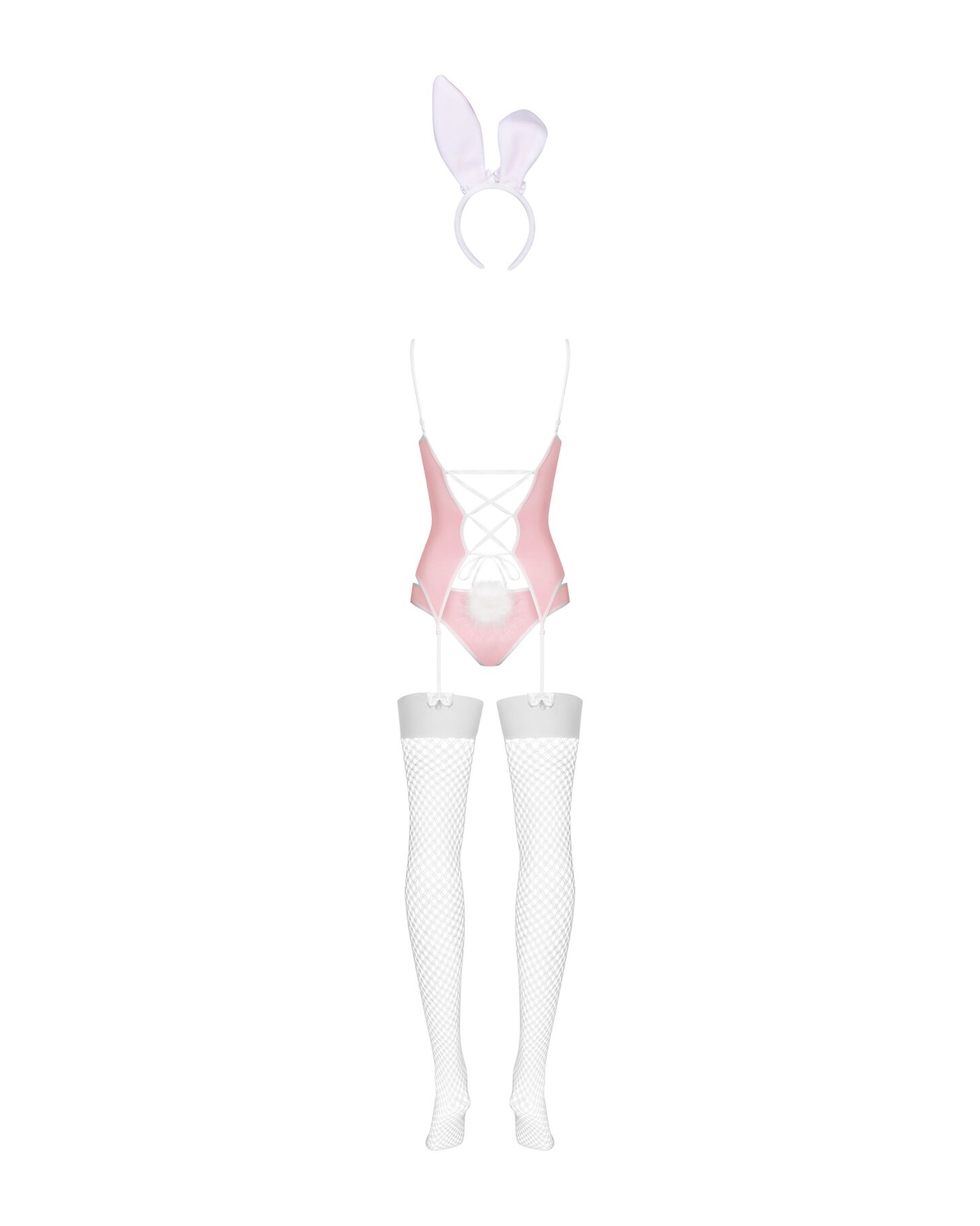 Эротический костюм зайки Obsessive Bunny suit 4 pcs costume pink S/M, розовый, топ с подвязками, тру