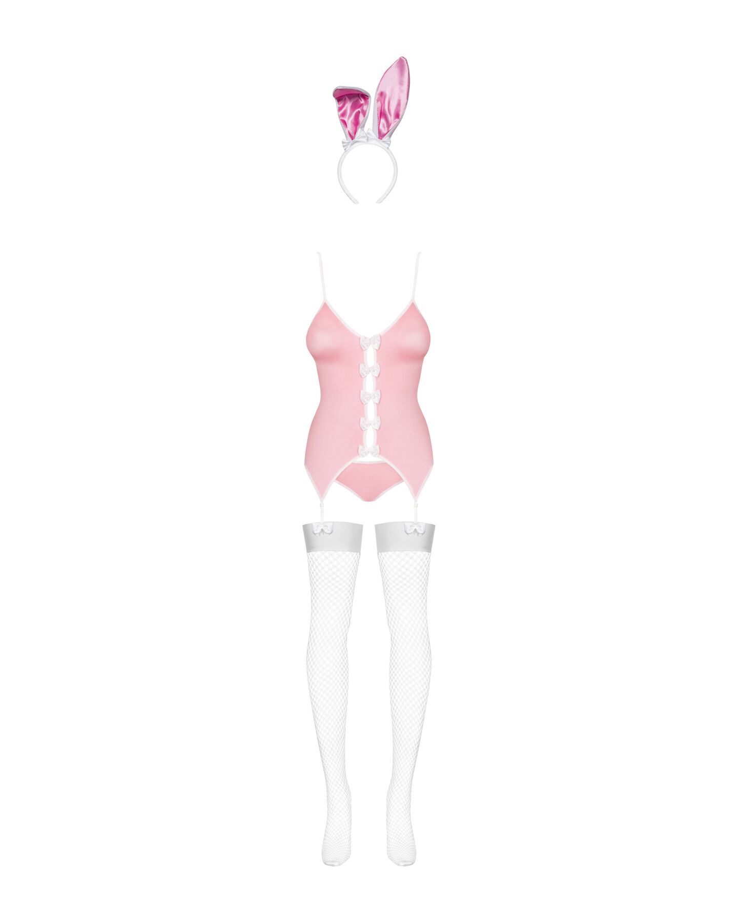 Эротический костюм зайки Obsessive Bunny suit 4 pcs costume pink L/XL, розовый, топ с подвязками, тр