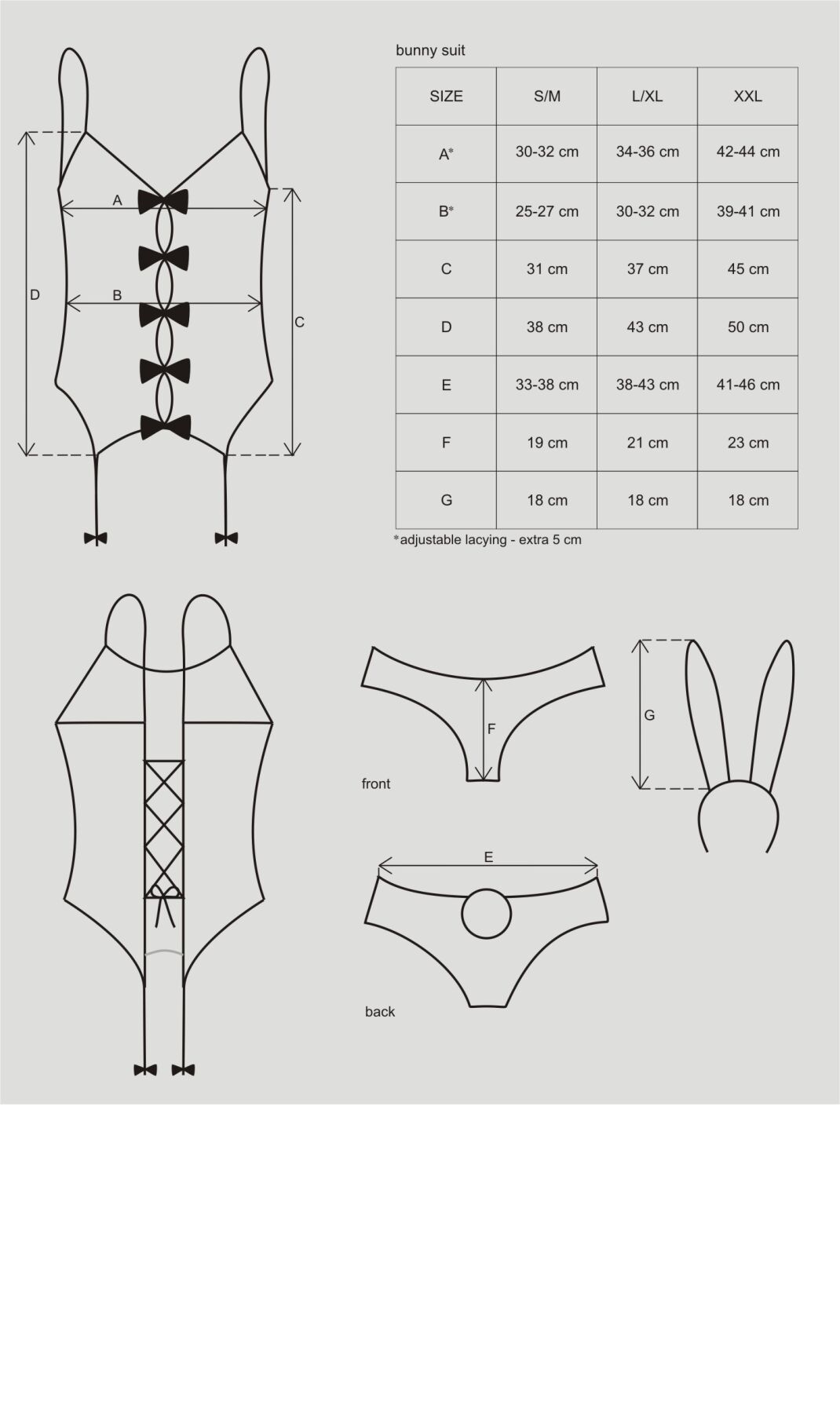 Эротический костюм зайки Obsessive Bunny suit 4 pcs costume pink L/XL, розовый, топ с подвязками, тр