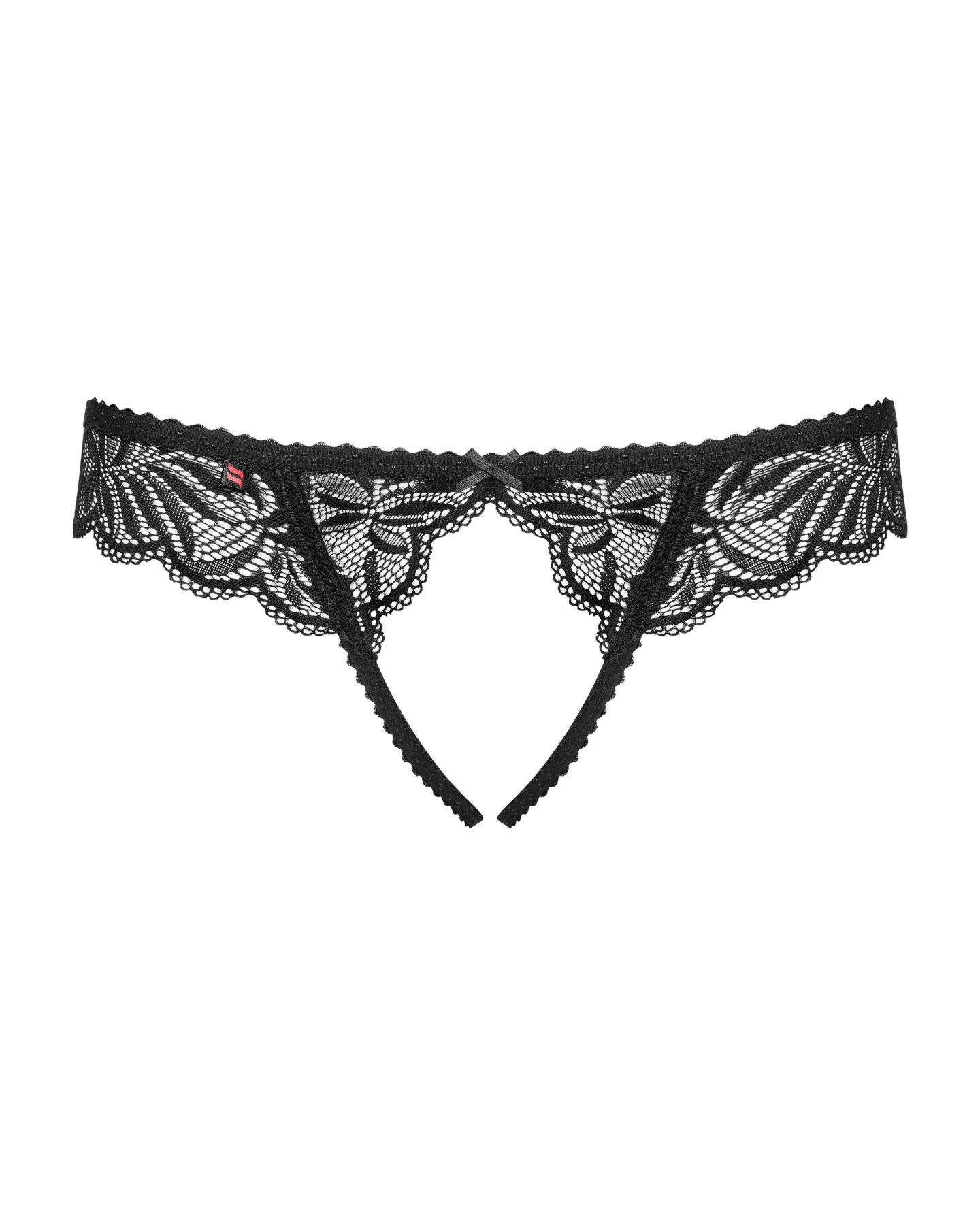 Кружевные танга с доступом Obsessive Contica crothchles thong S/M, черные