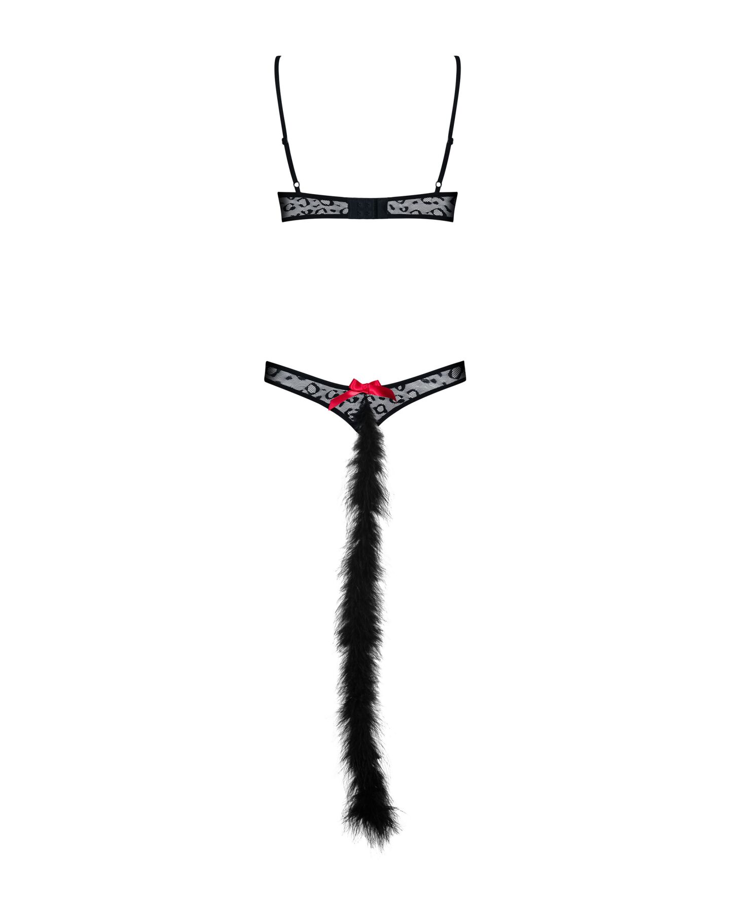 Эротический костюм гепарда Obsessive Gepardina 3 pcs costume L/XL, черный, меховая отделка, монокини