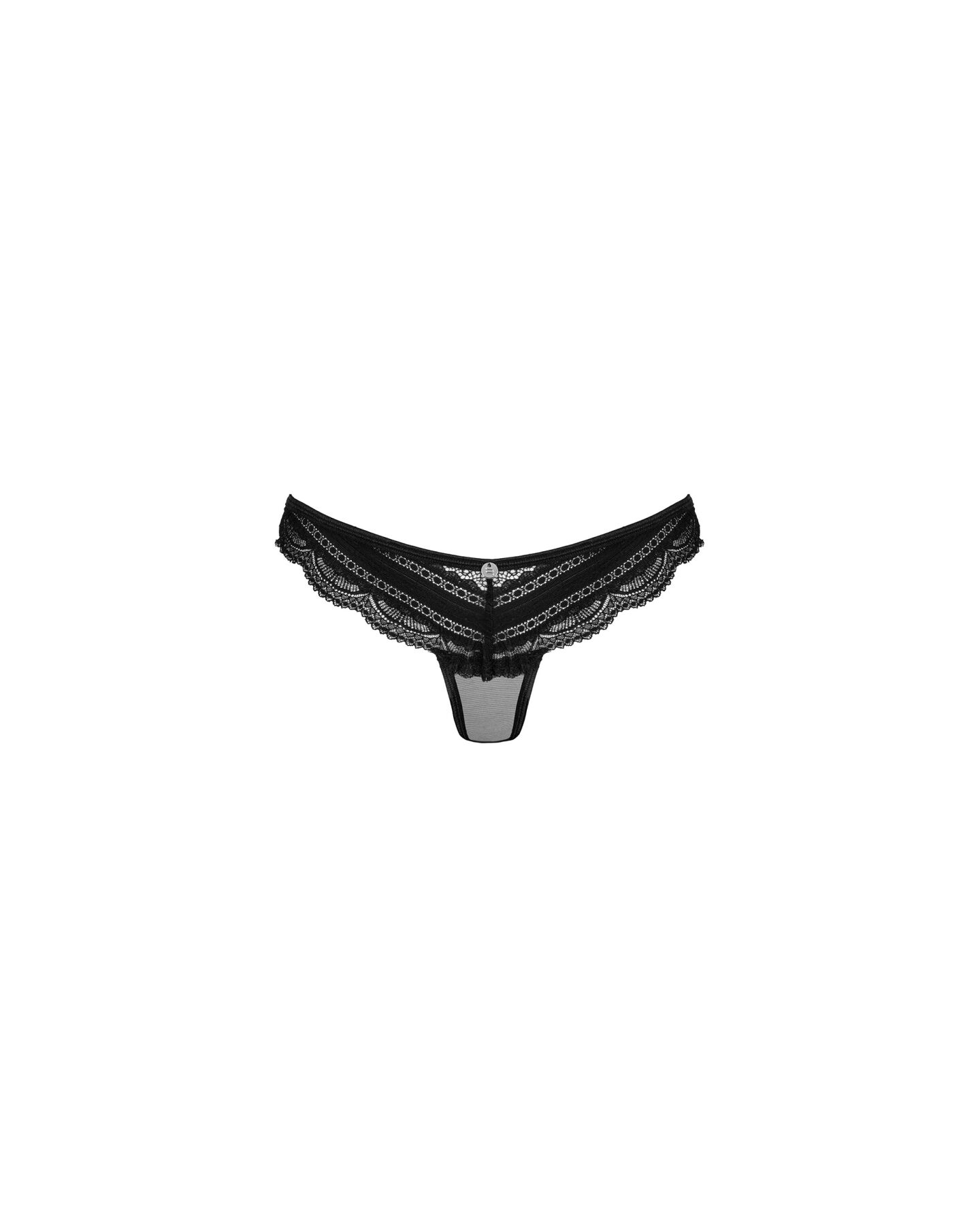 Полупрозрачные трусики с подвеской Obsessive Ivannes panties black S/M, черные