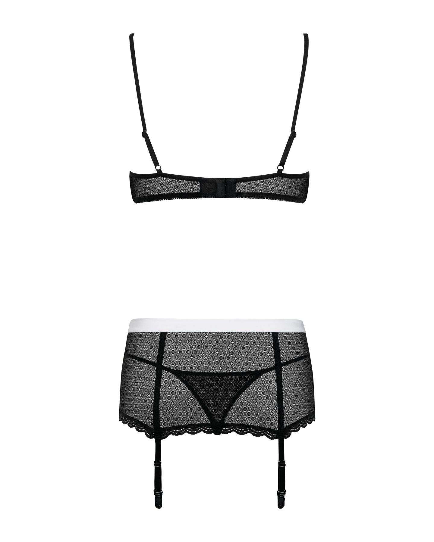 Эротический костюм горничной Obsessive Maidme set 5pcs L/XL, бюстгальтер, пояс с фартуком, чулки, ст