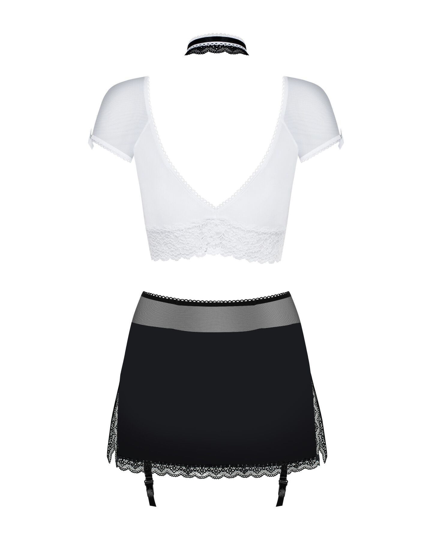 Эротический костюм секретарши Obsessive Secretary suit 5pcs black S/M, черно-белый, топ, юбка, стрин