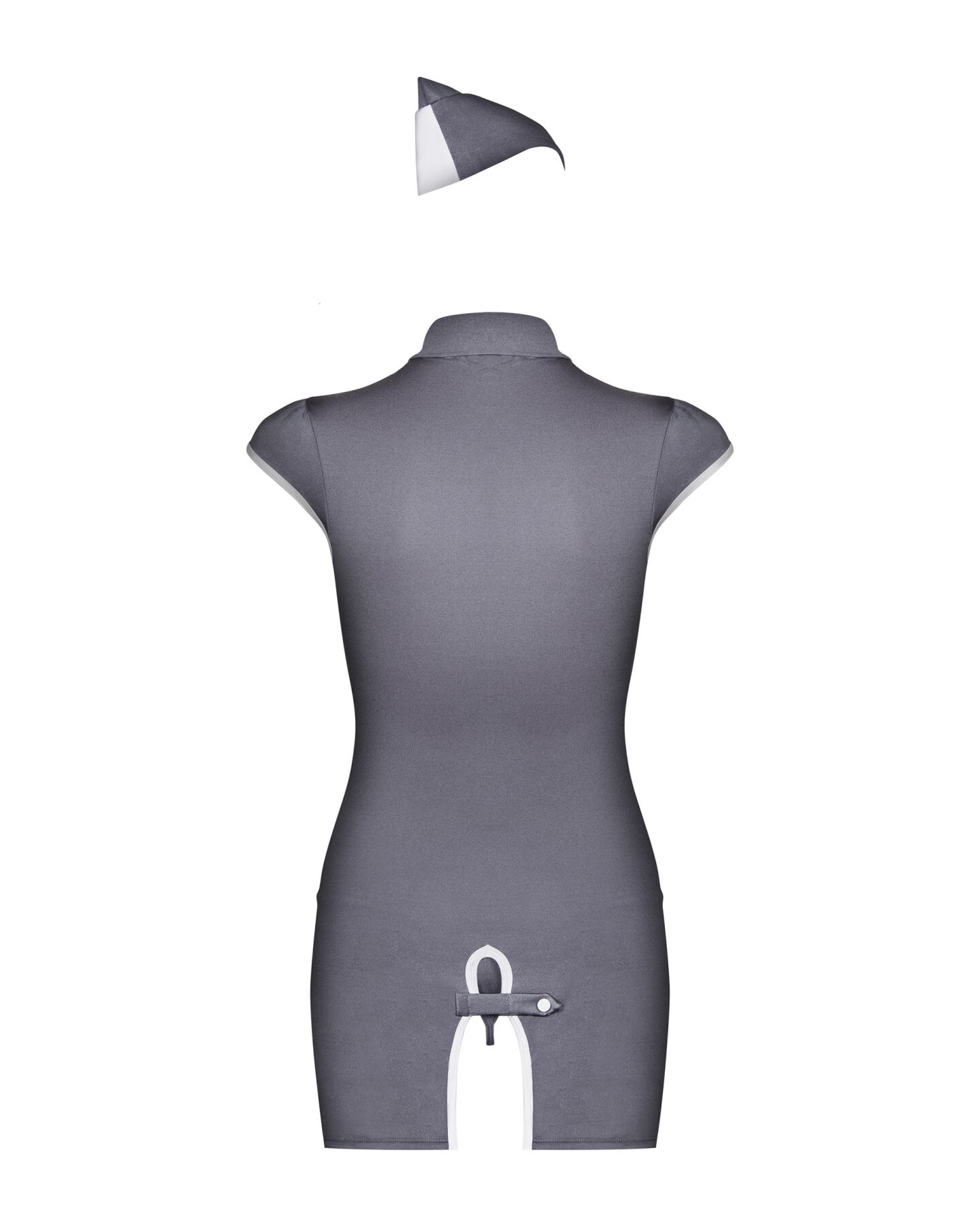 Эротический костюм стюардессы Obsessive Stewardess 3 pcs costume grey L/XL, серый, платье, стринги,