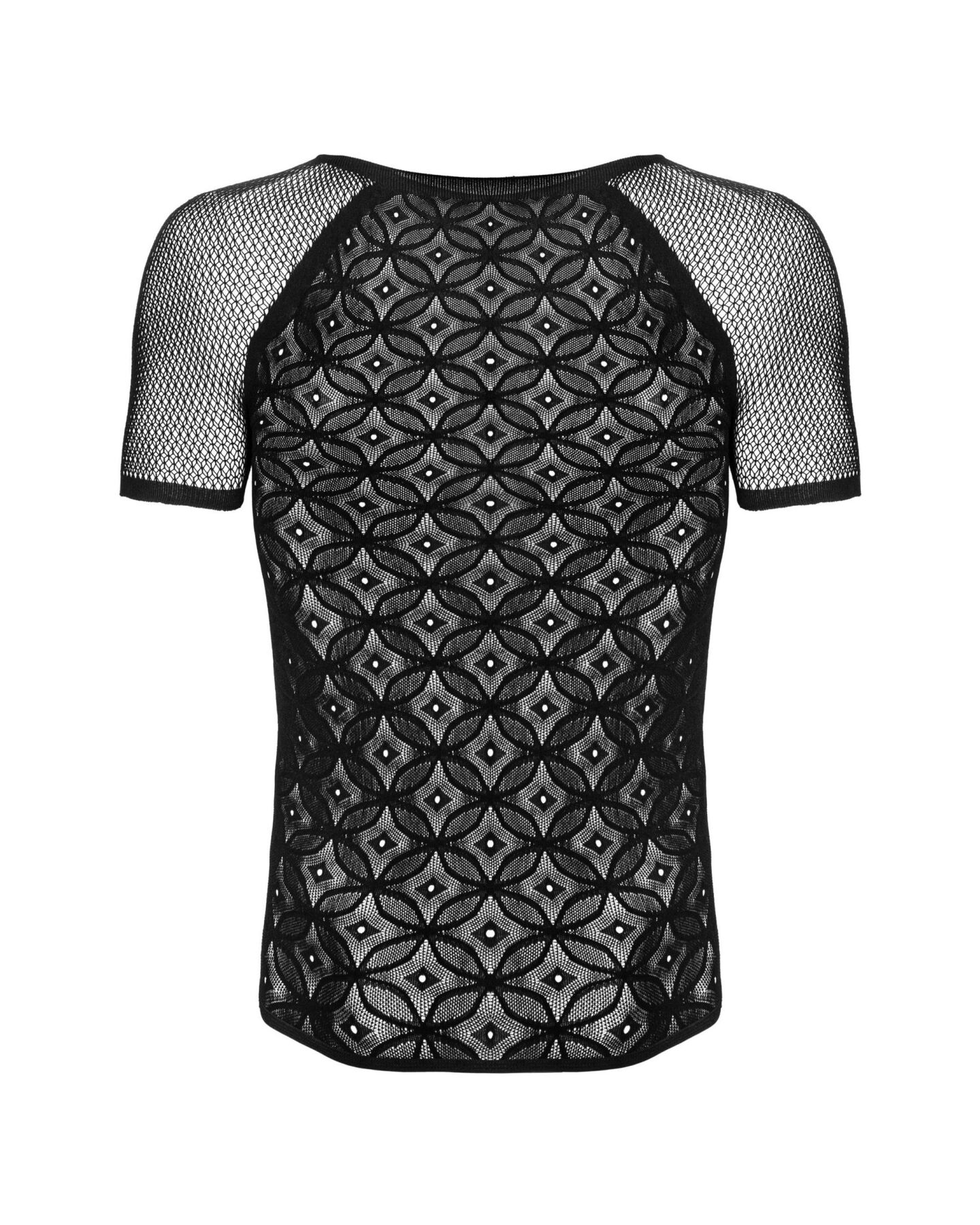 Мужская полупрозрачная футболка с орнаментом Obsessive T102 T-shirt S/M/L, черная