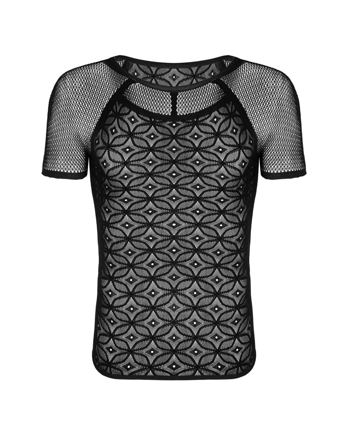 Мужская полупрозрачная футболка с орнаментом Obsessive T102 T-shirt S/M/L, черная