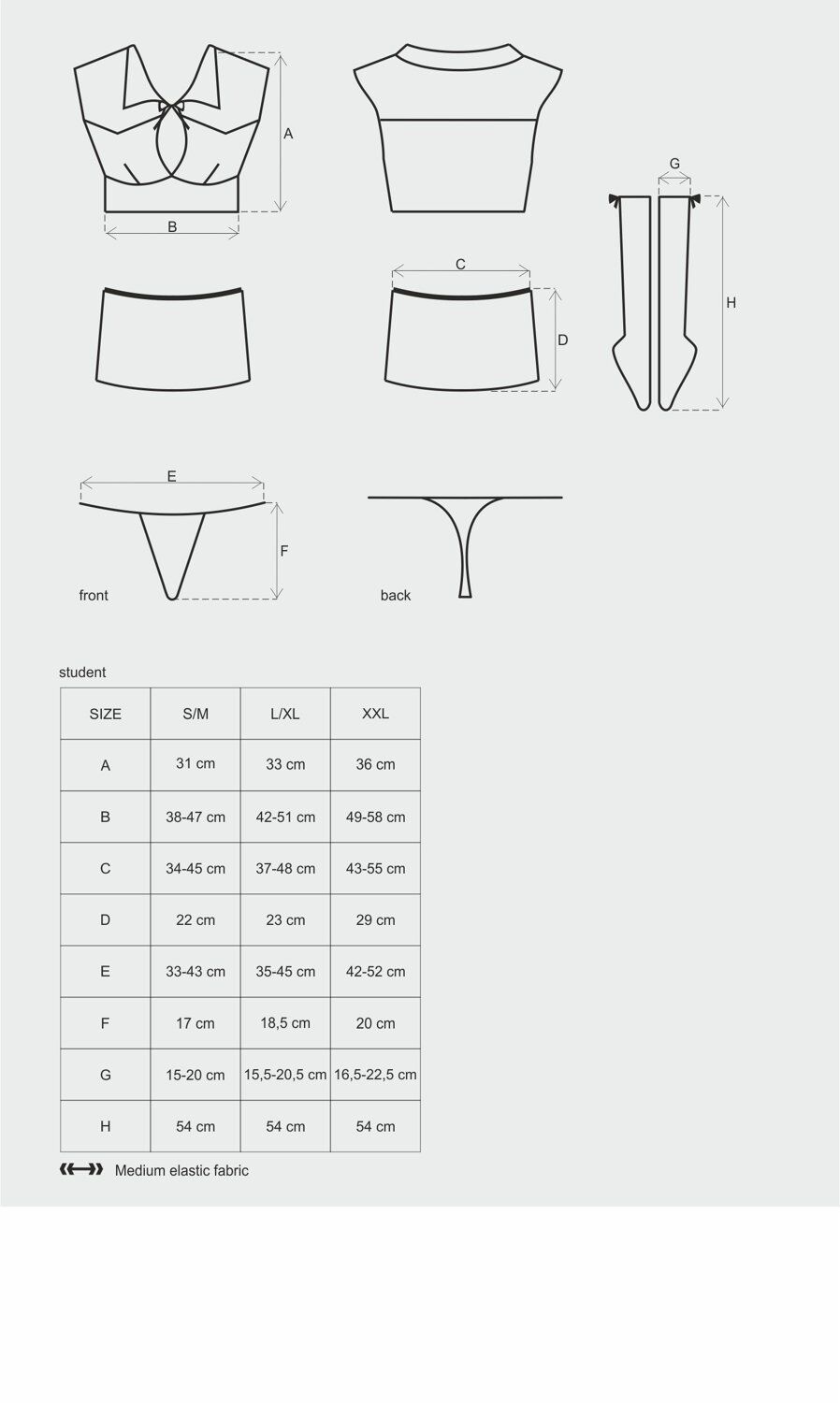 Obsessive Student 4 pcs costume S/M
