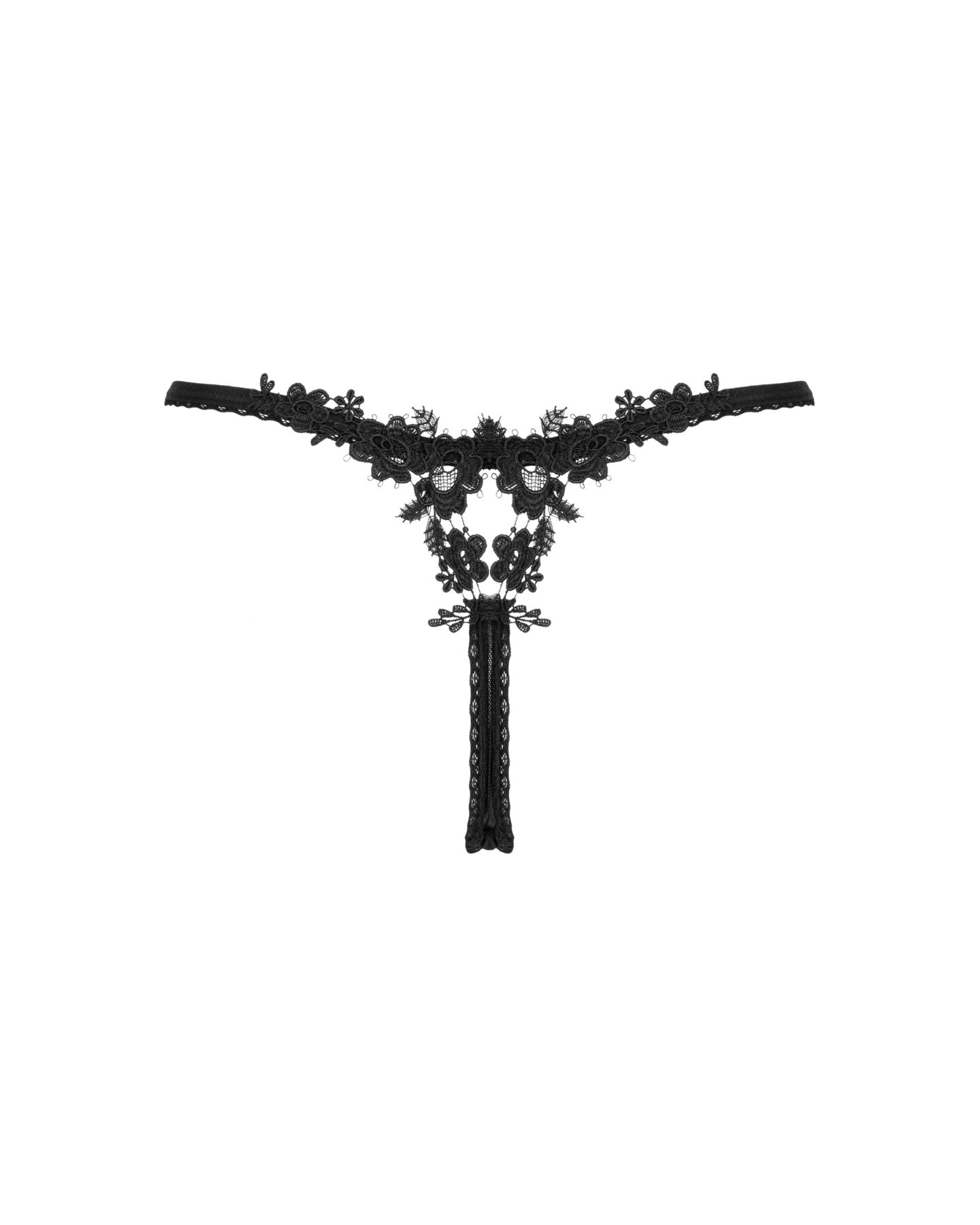 Прозрачные стринги с кружевом Obsessive Celia Noir thong M/L