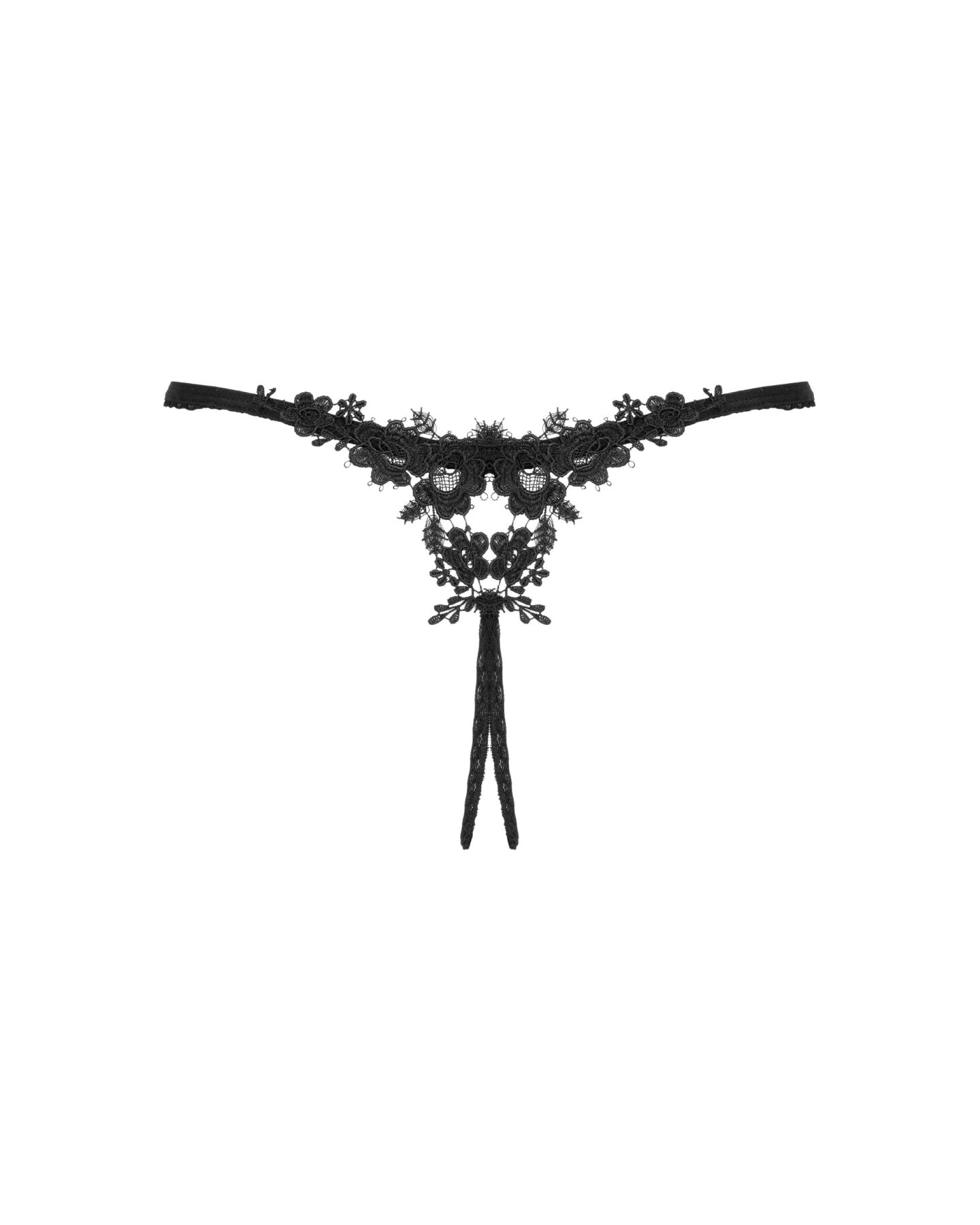 Прозрачные стринги с доступом Obsessive Celia Noir crotchless thong XL/2XL