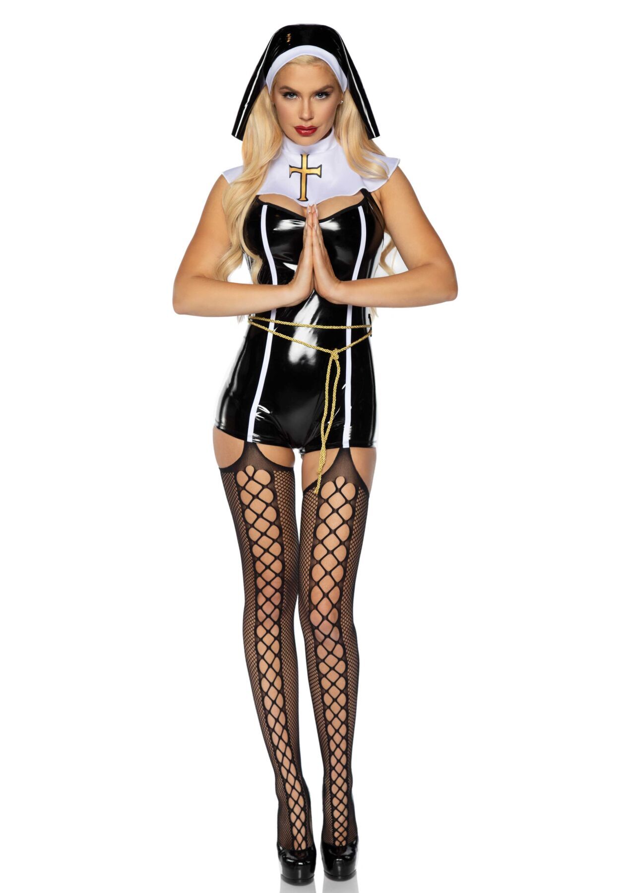 Leg Avenue Vinyl Sinful Sister M Black
