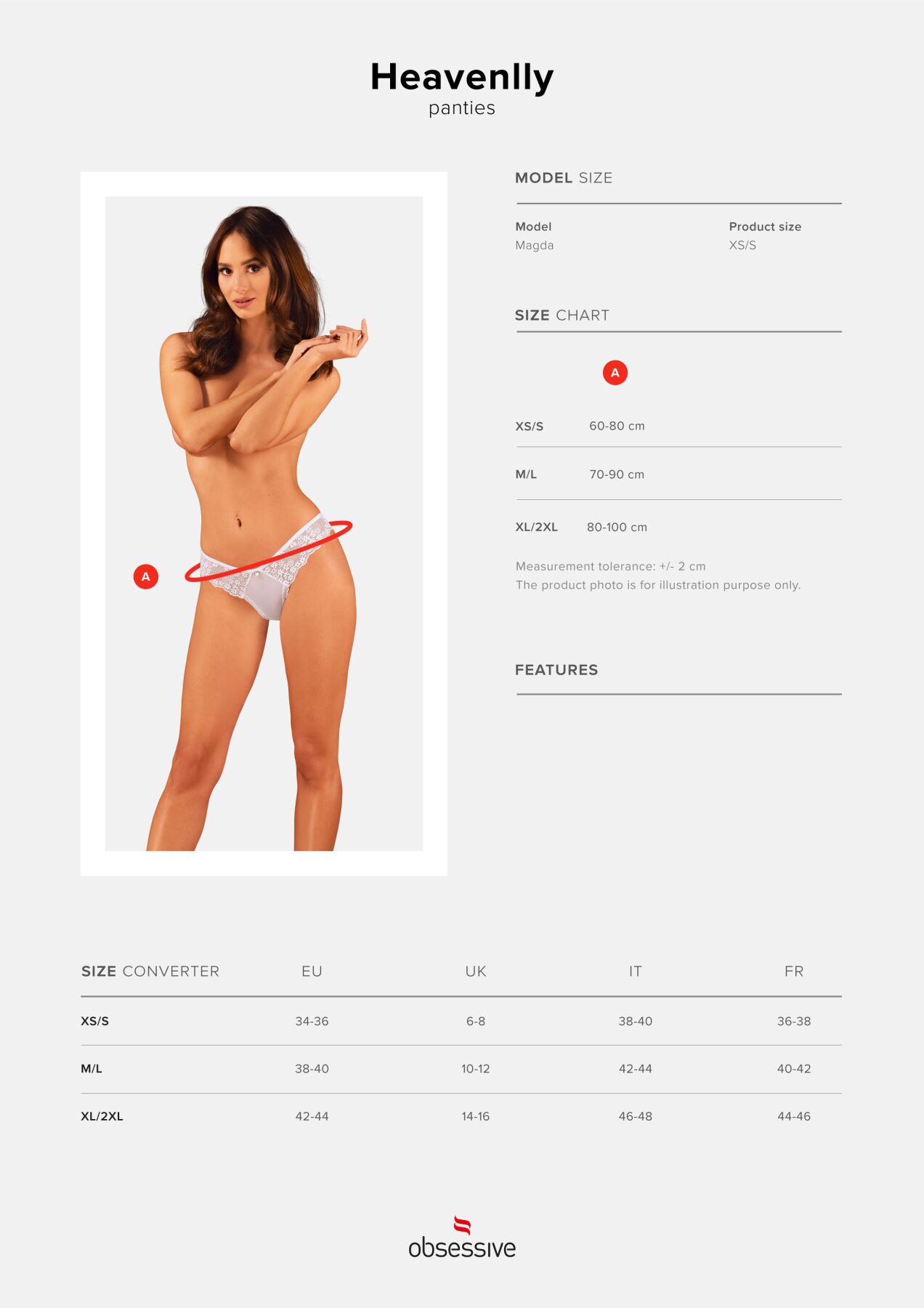 Полупрозрачные трусики Obsessive Heavenlly panties XS/S, открытые ягодицы