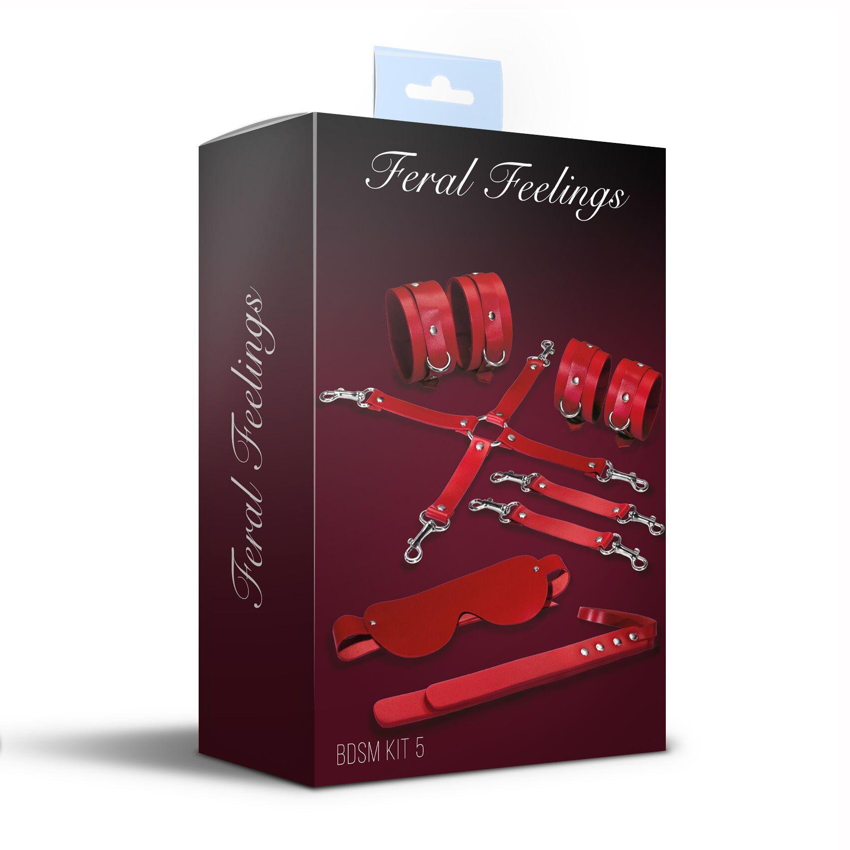 Набор Feral Feelings BDSM Kit 5 Red, наручники, поножи, коннектор, маска, паддл